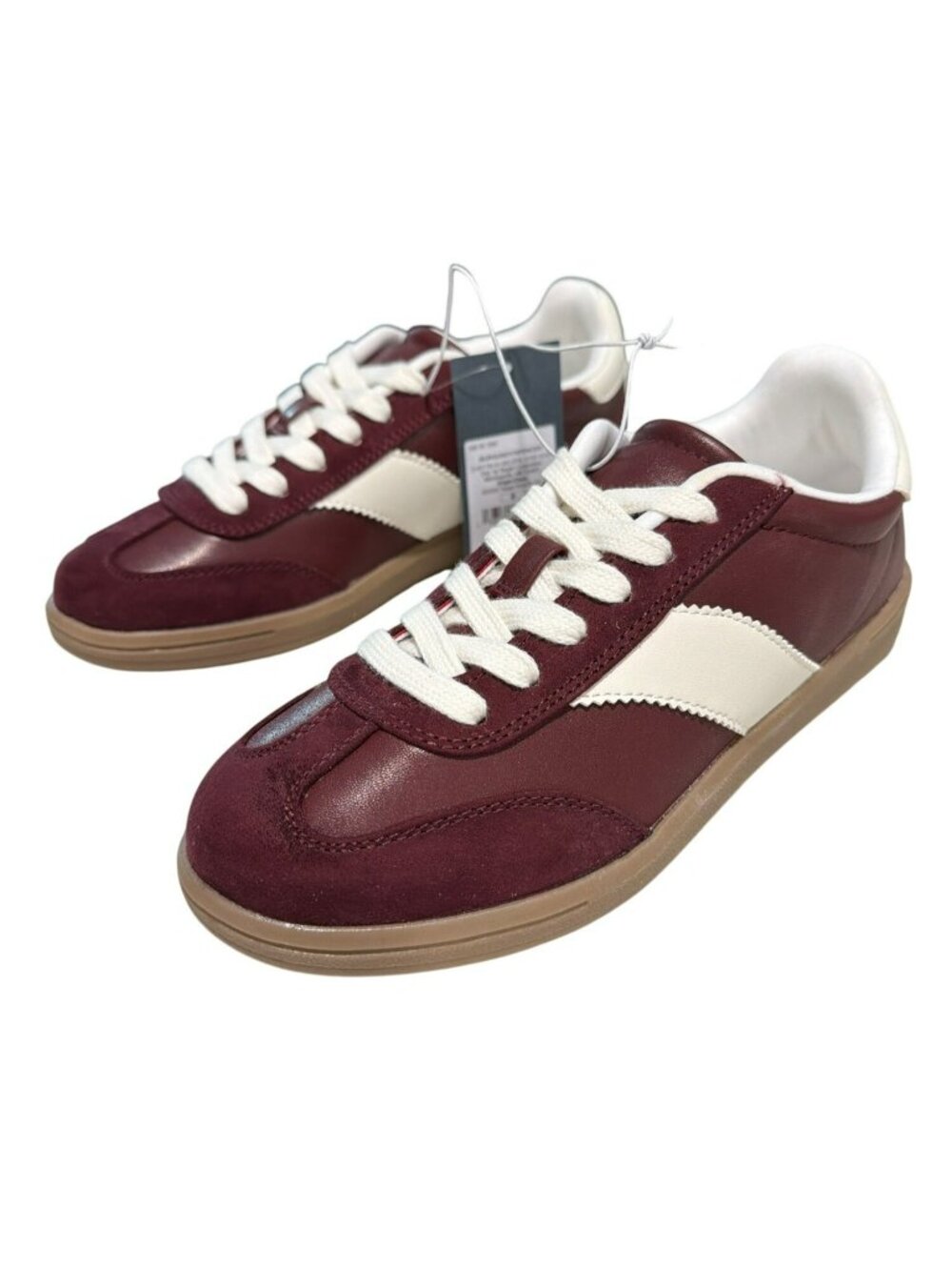 Burgundy & White Sneakers Size 6 New - Picture 3 of 4
